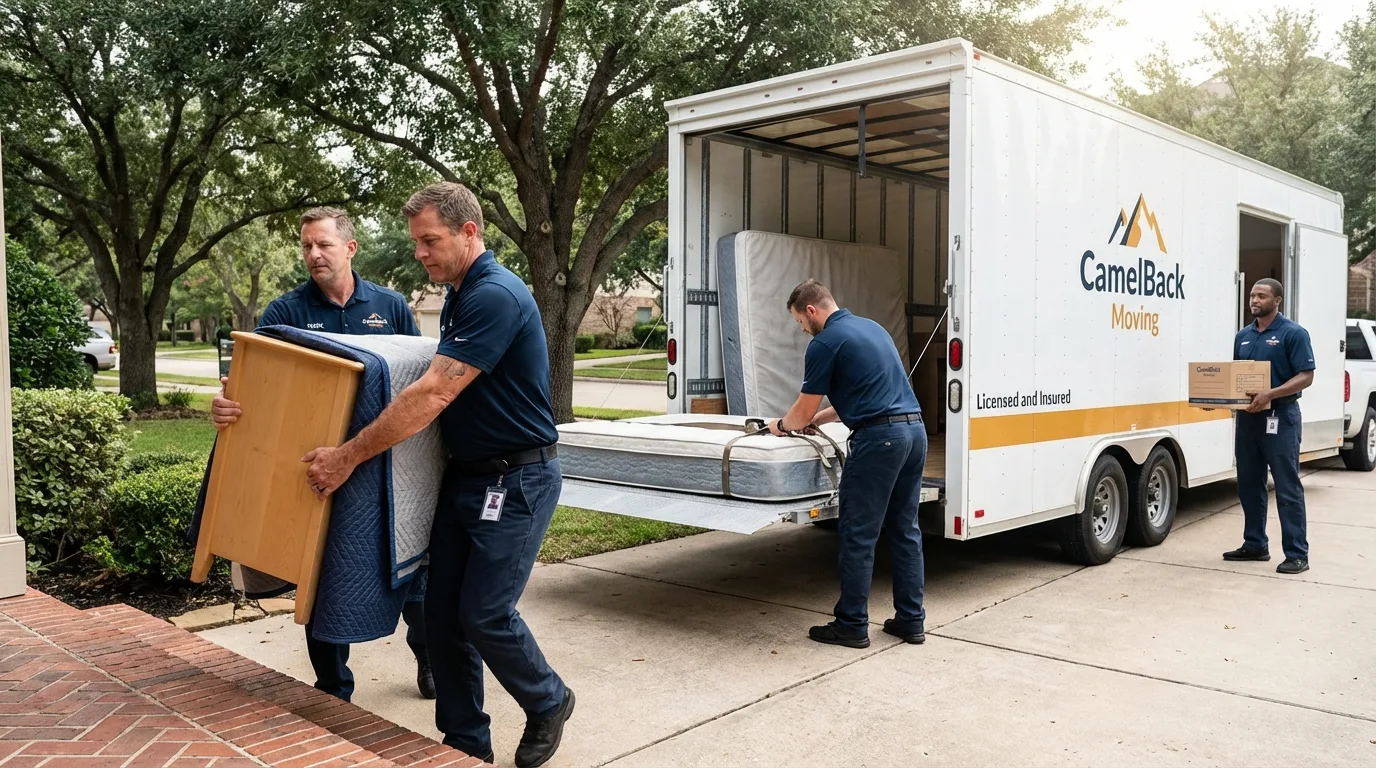Crew loading residential truck for cross-state move from Millersport, OH