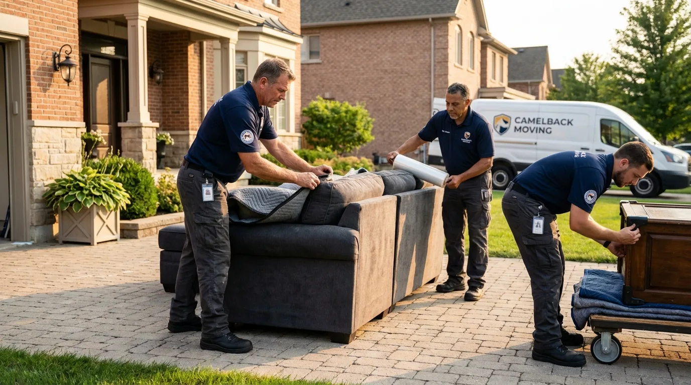 Large estate moving crew wrapping furniture in Millersport, OH