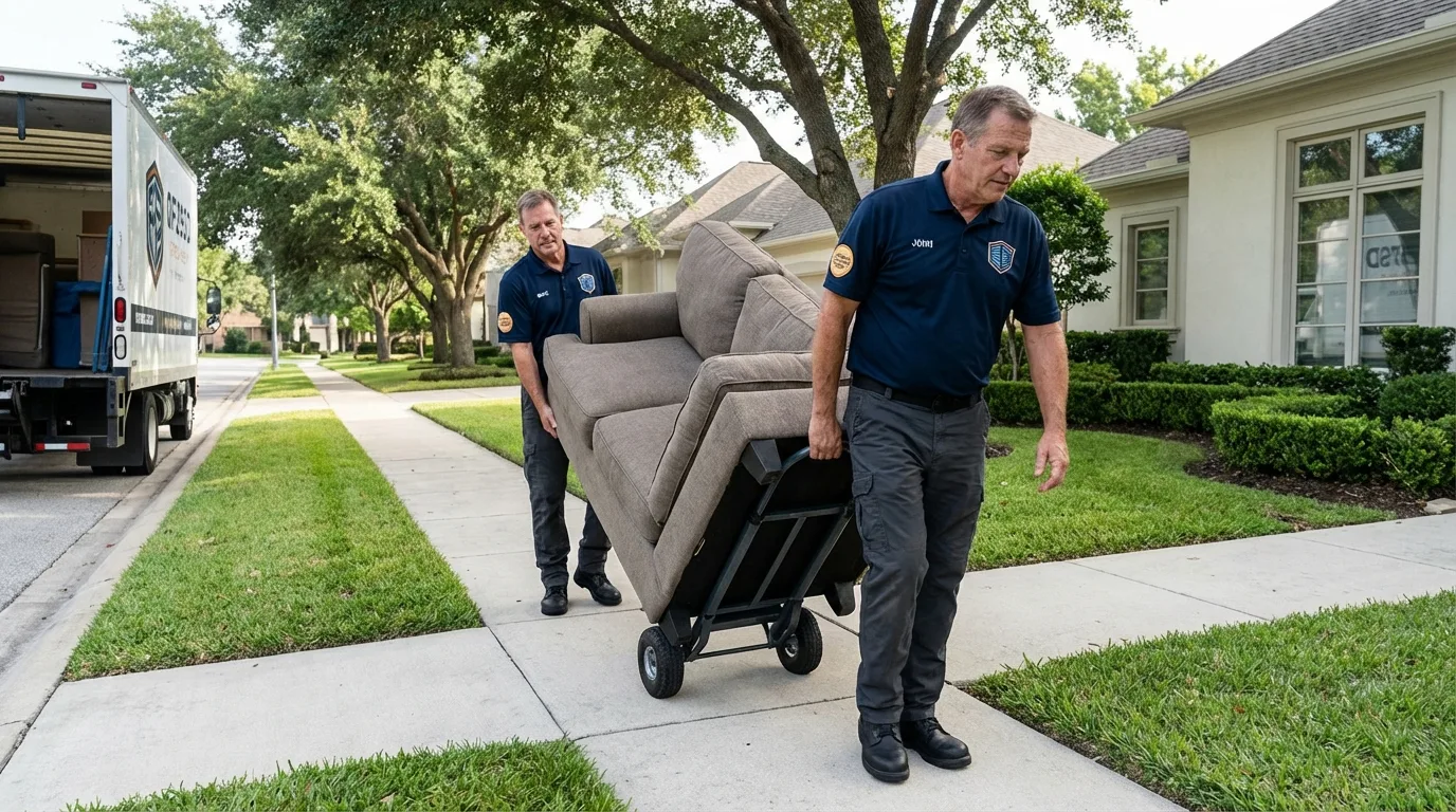 Local residential moving crew loading furniture in Millersport, OH